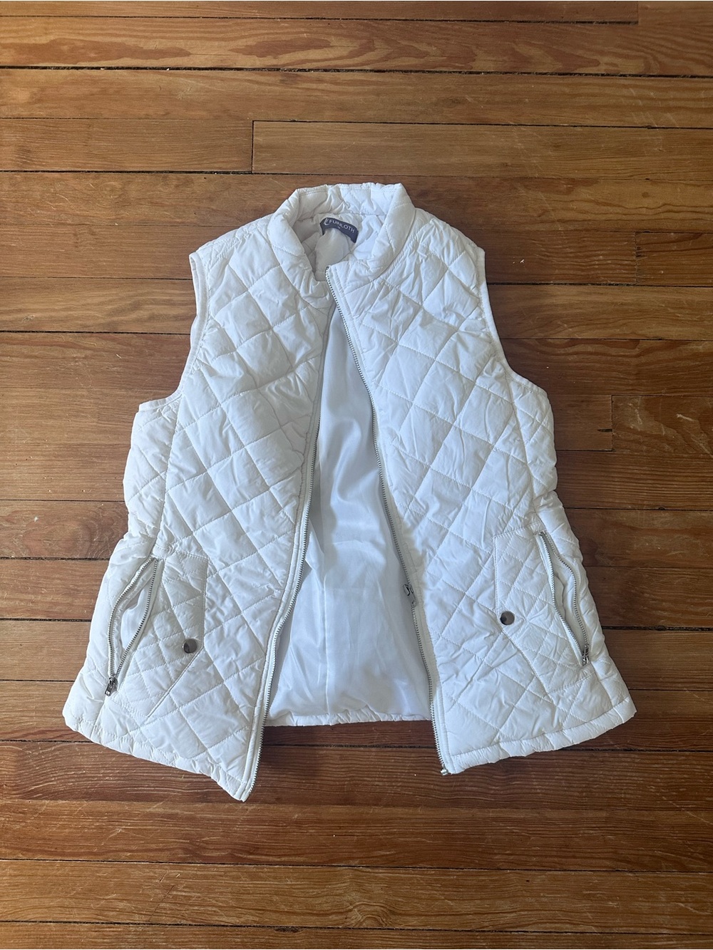 Fuinloth Quilted White Women's Vest